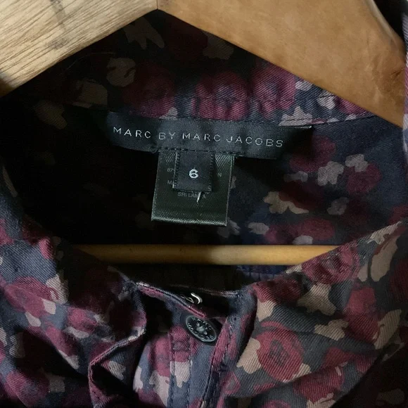 NEW Vintaje. Marc By Marc Jacobs Burgundy Floral Mini Dress - Picture 5 of 11